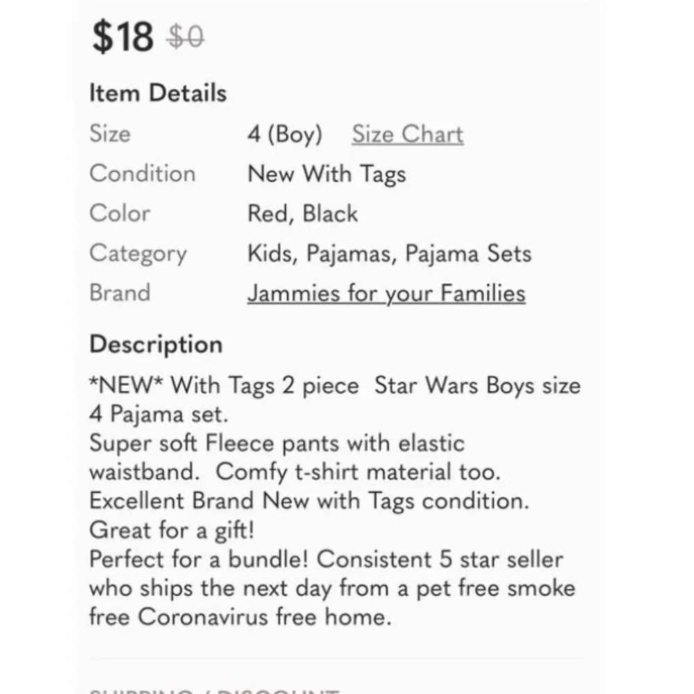 *NEW* Star Wars boys size 4 two piece pj set